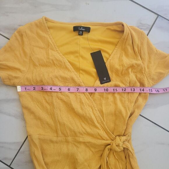 NWT lulus yellow Mustard wrap around dress - Picture 5 of 6
